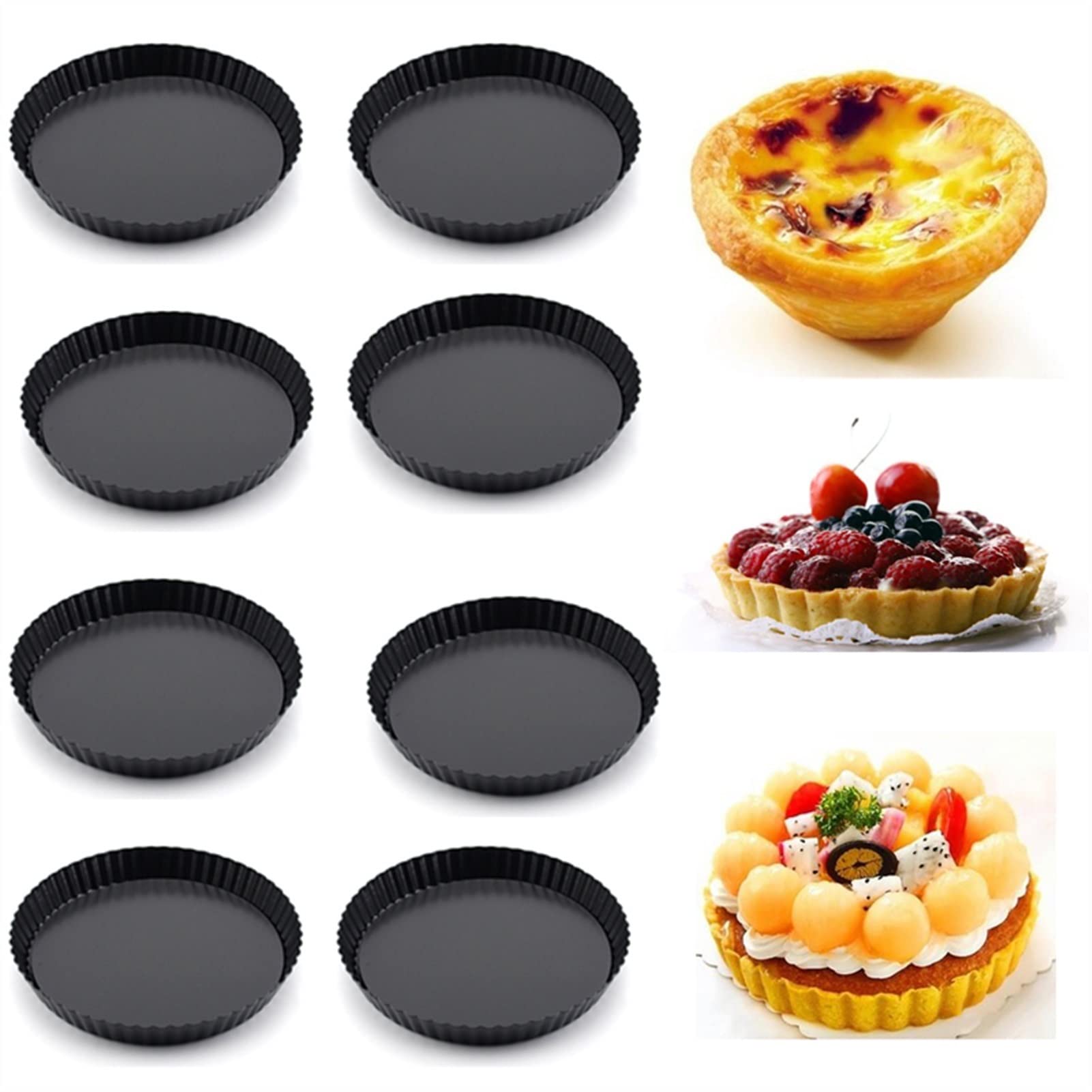 patelnia， Nieprzywierająca tarta Quiche Flan Pan Formy Ciasto Ciasto Pizza Wyjmowane Luźne dno Okrągły Krem Chlebowy Kremówka Deser Naczynia do pieczenia