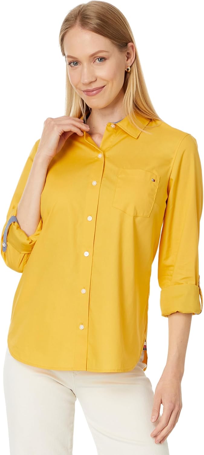 Tommy Hilfiger Womens Solid Roll Tab