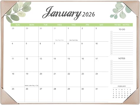 Desk Calendar 2026-2027 with Desk Mat 22" x 17" Large Desk Pad Calendar Runs from January 2026 to June 2027, Office Supplies Desktop Monthly Calendar for Home & Office