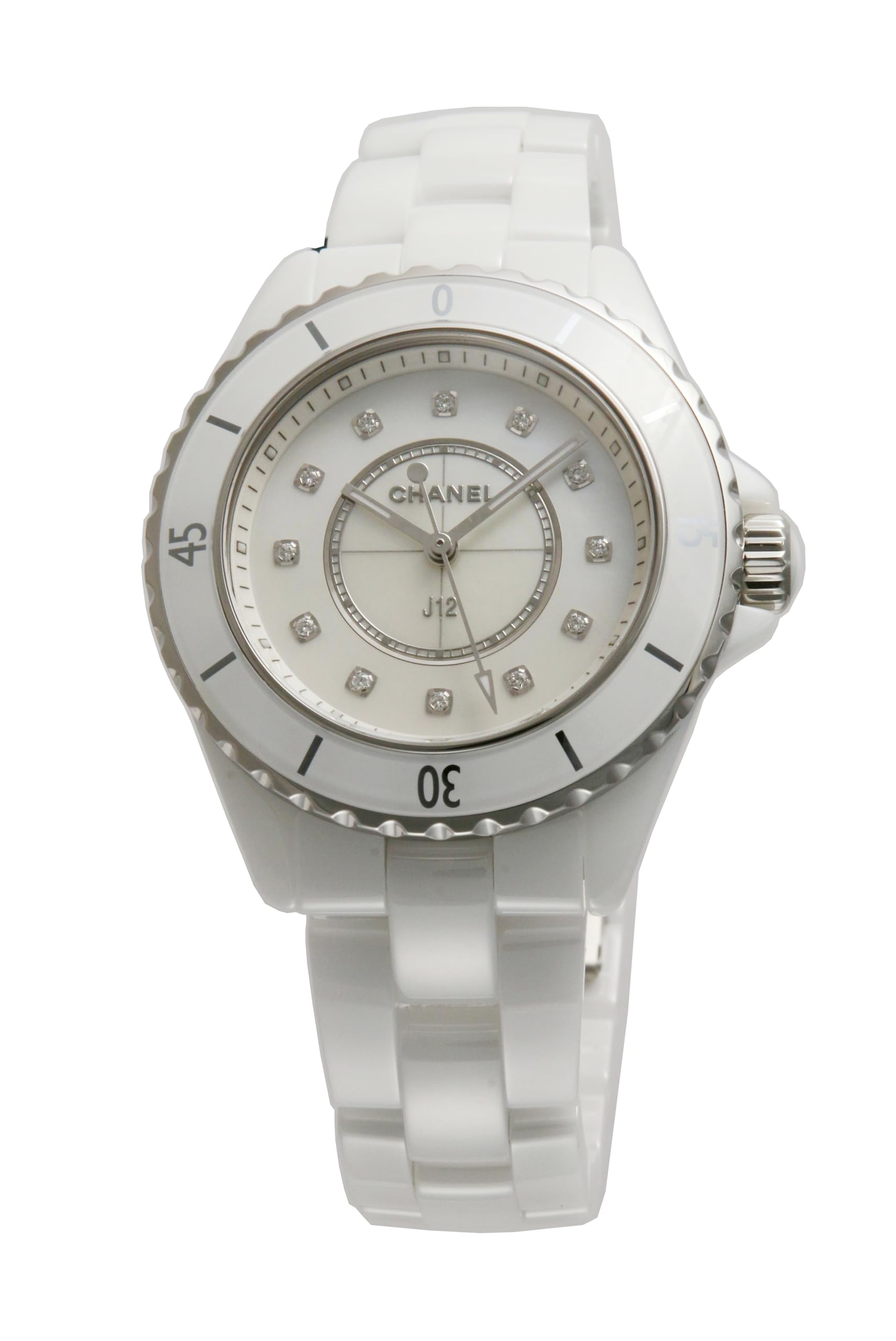 Amazon.co.jp: シャネル 腕時計 白文字盤 J12 セラミック 12Pダイヤ