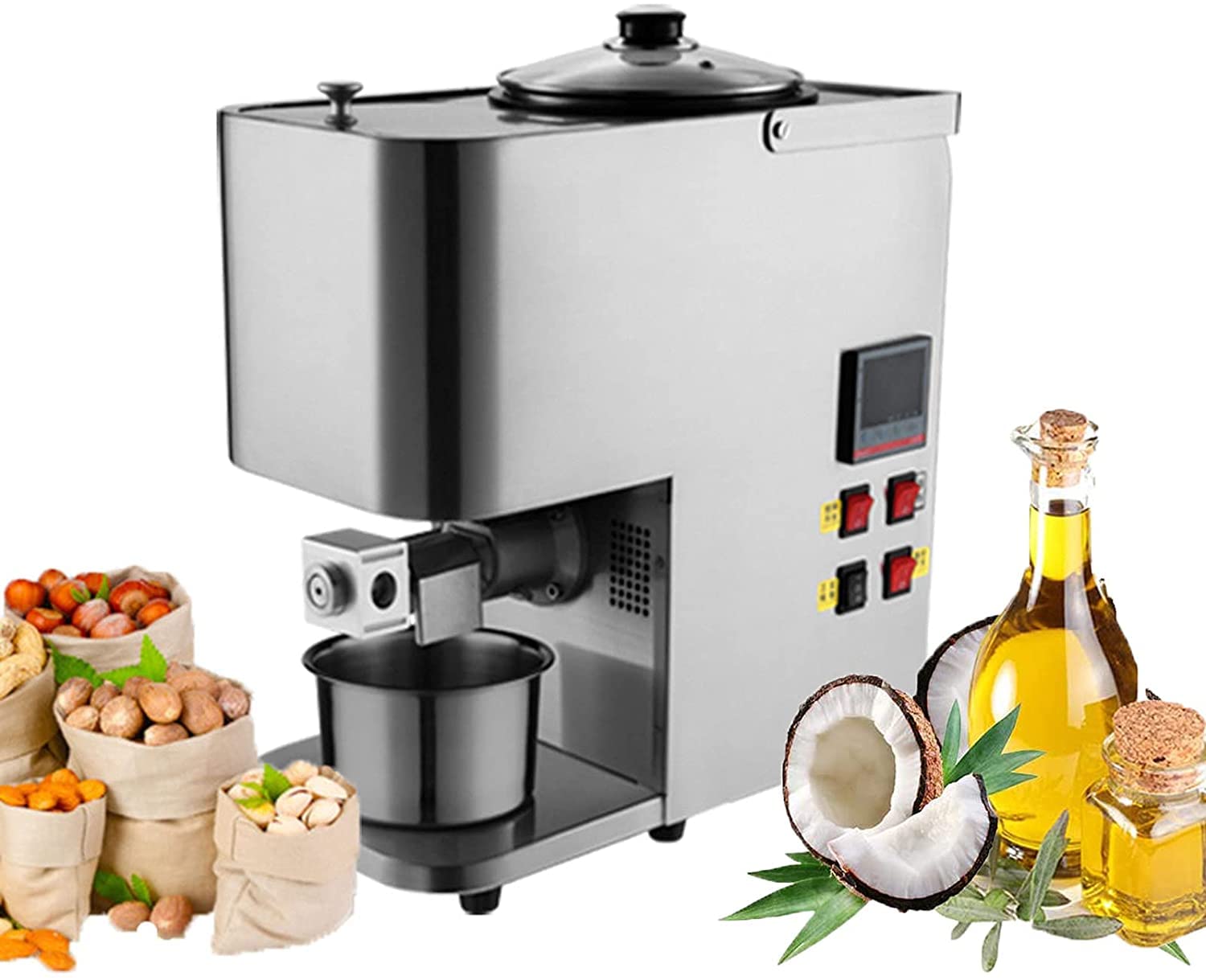 Aserzenith 1 Automatic Oil Press Machine Hot/Cold Oil Presser Organic Oil Expeller 304 Stainless Steel Oil Press Machine For Peanut Canola Sesame Walnut Linseed