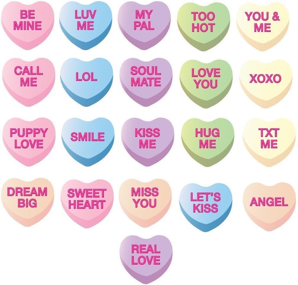 VictoryStore Yard Sign Outdoor Lawn Decorations: Candy Heart Valentine's Day Pathway Markers - Set of 21