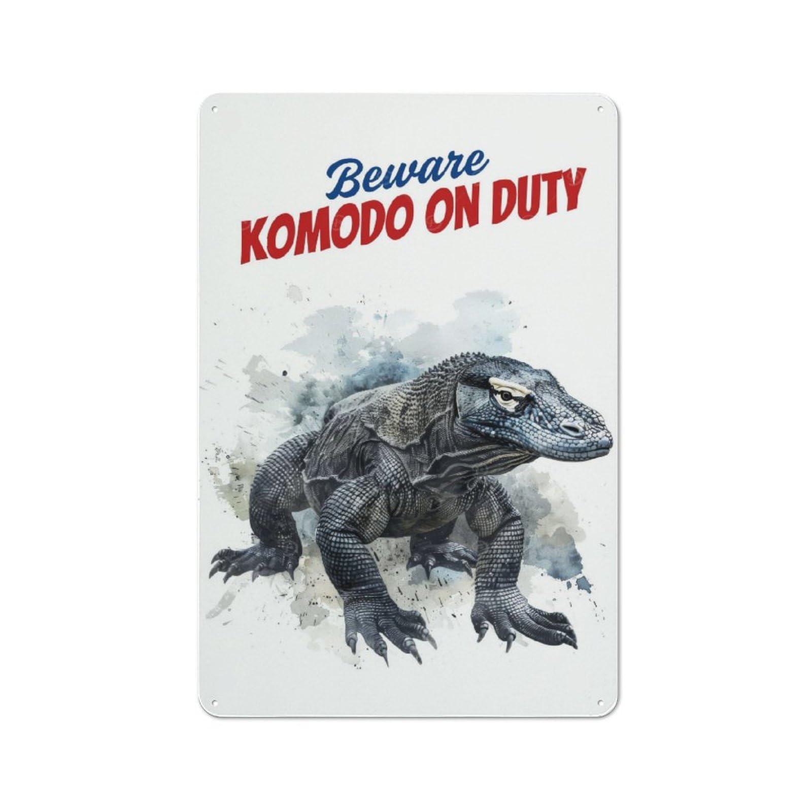 30x20cm Rustic Metal Wall Sign with Komodo Dragon for Café Or Home Bar, A Housewarming Gift for Café-style Decor Fans