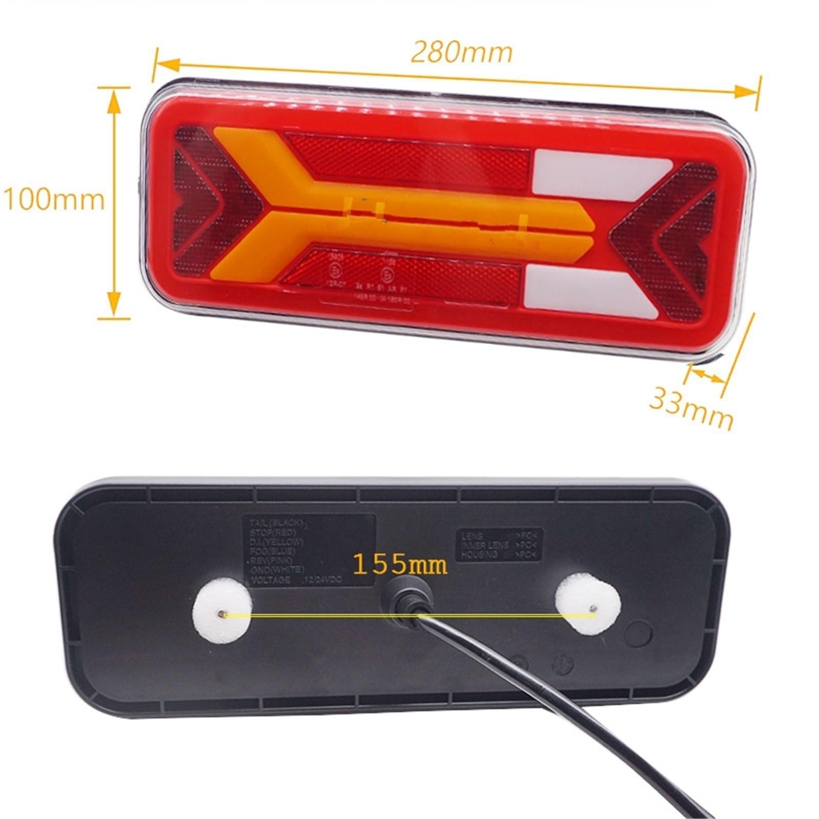 Faros trasera Para Camión Autobús Remolque Reflector Luz De Marcha Atrás LED Trasera Freno Dinámico Señal Giro Lámpara Antiniebla