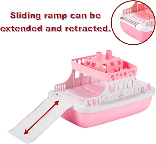 Miniatura 2 de Juego de juguetes de barco de ferry con 4 mini autos, juguetes de baño sin moho para niños, juguetes de baño para niñas de 4 a 8 años de edad,