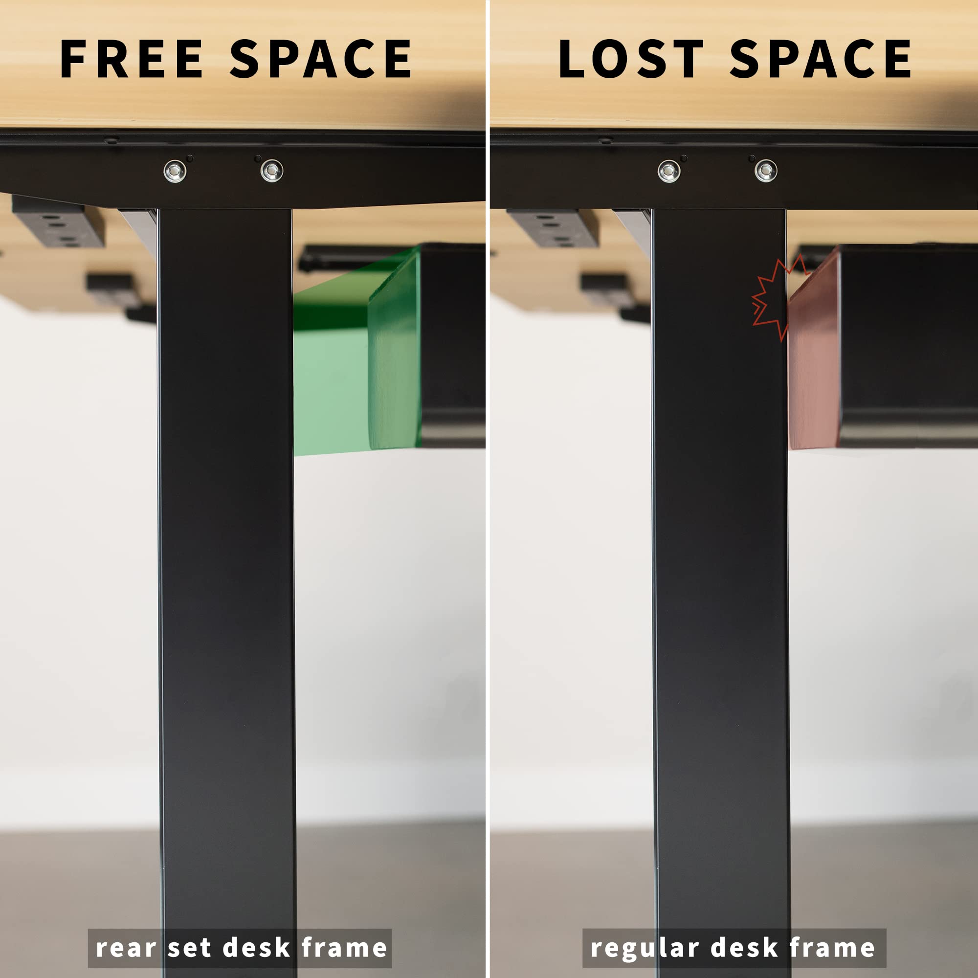 VIVO Electric Standing Desk Frame Rear-Set Legs Single Motor Memory Controller Height Adjustment Frame Only Black DESK-100E-RB — view 8