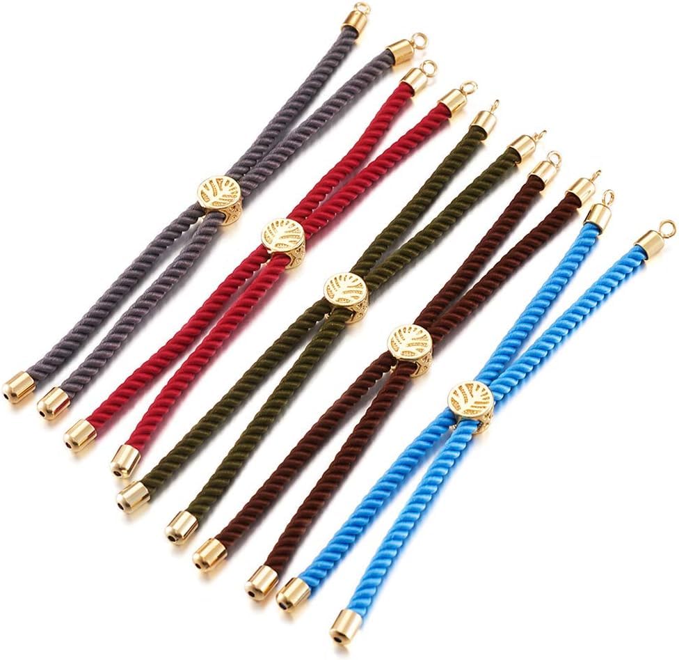 Image of Satra Traders Adjustable Nylon Slider Bracelet Twisted Cord with Brass Findings | Size : 23cm | Qty : 5pcs | Dark Purple