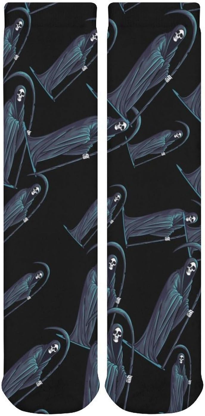 Grim Reaper Knee High Socks Casual Long Stockings Over Calf Sock Tube for Women Men