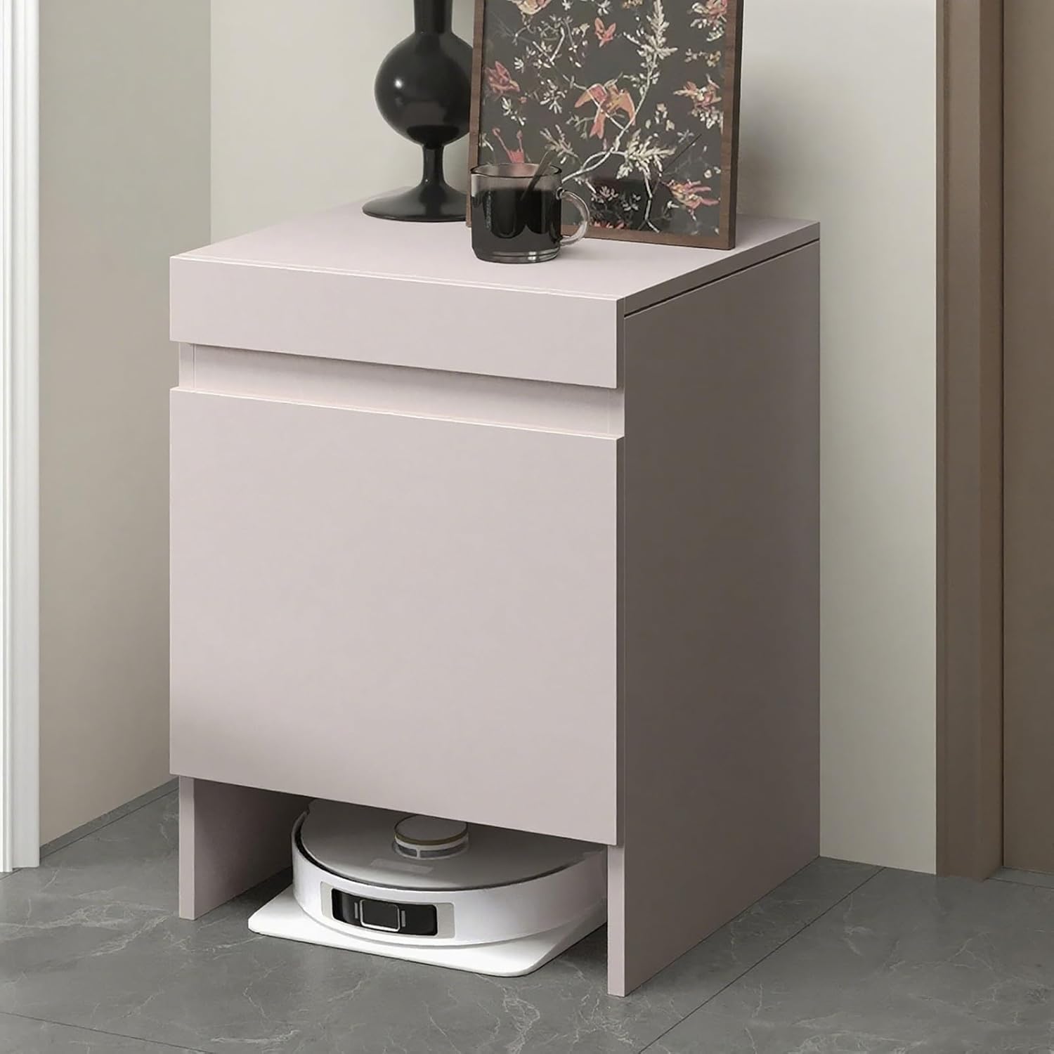 Étagère de rangement meuble beige en bois massif durable de forte capacité