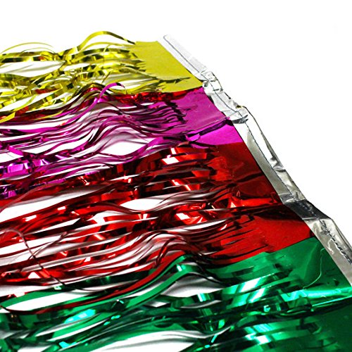 Ifavor123 Decorative Tinsel Foil Metallic Fringe Party Door Window Curtains – 3 Feet Wide X 8 Feet Long (2 Pack, Rainbow) #TOP2
