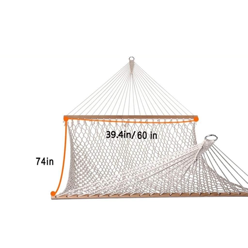 Hamak kempingowy z liny bawełnianej, hamaki z siatki plecionej na zewnątrz/podwórko do wewnętrznego patio hamak (biały 200 x 150 cm)