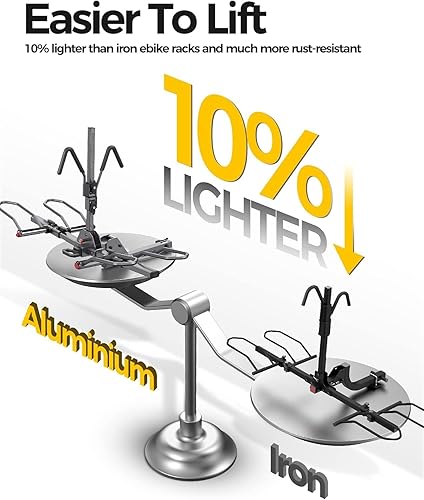 Miniatura 5 de KYX Soporte de bicicleta eléctrica montado en enganche de 220 libras, estilo plataforma de 2 bicicletas para autos, camiones, SUV, minivans, se