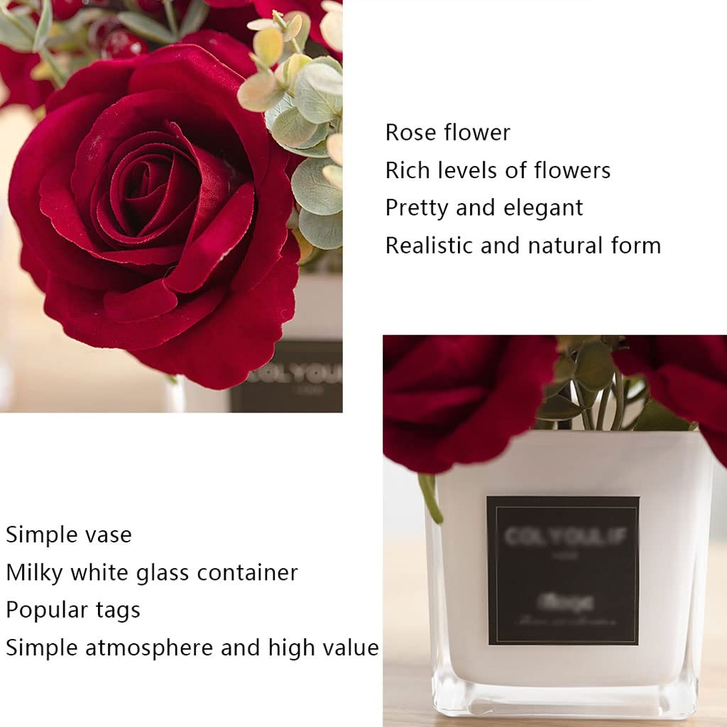 sztuczne kwiaty do dekoracji Czerwona róża Sztuczne Kwiaty Z Trawy Wazony Dla Home Decor Bride Bukiet Akcesoria ślubne Craft Prezenty Fake Flower Sztuczne kwiaty