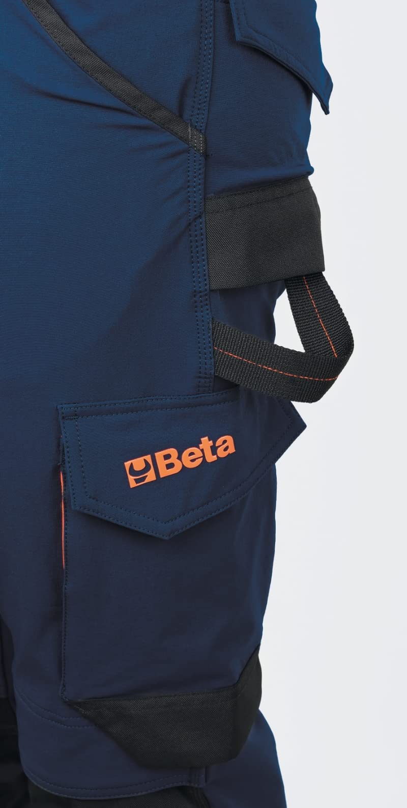 BETA 7650B S - Pantalones de Trabajo Multibolsillos elásticos de Nailon con Entrepierna antidesgarro, Cintura Alta, Bolsillos para Rodilleras, Bolsillos Traseros y Fondo Pierna Reforzados - Azul,