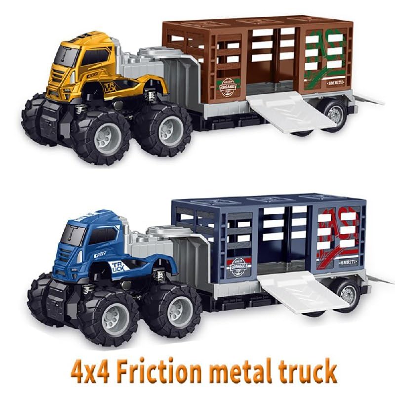 Advisian store 1:43 4WD Diecast Animals Display Truck Toys with Friction Powered Car Vehicle Toy Gifts for Kids (2 Colour Truck = Sent Any 1 Colour Truck) (1:43 Animals Display Truck) 4