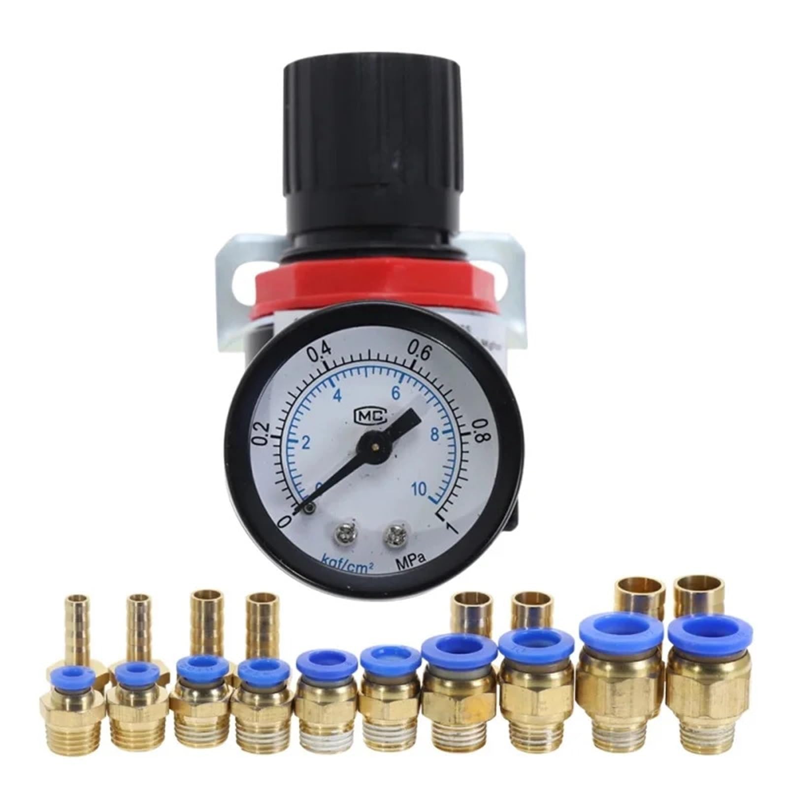 AR2000 G1/4 pulgadas neumático Mini control de alivio de presión de aire compresor regulador unidades de tratamiento válvula con calibre 4MM-16MM ajuste 1 Uds(Table w stand)