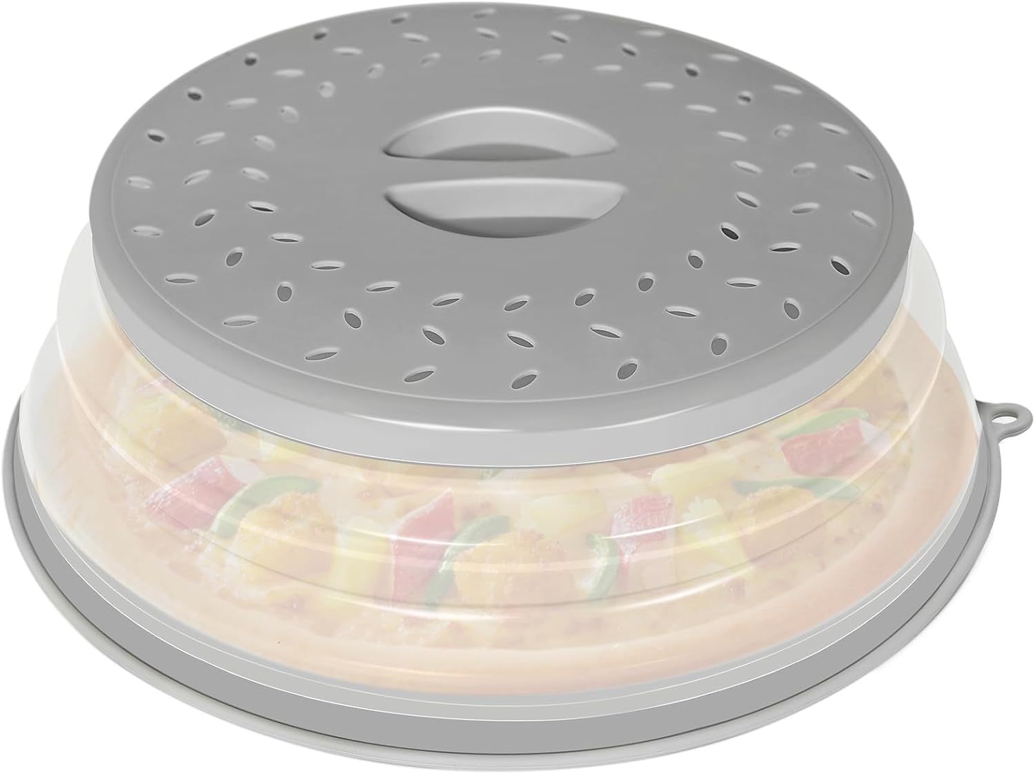 Cubierta plegable para salpicaduras de microondas, tapa de microondas ventilada con agujero de gancho, protector de salpicaduras para plato, colador