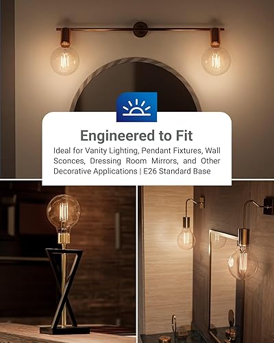 Miniatura 4 de Sunco - Paquete de 6 bombillas LED G25, filamento Edison Globe, bombilla de iluminación de tocador para baño dormitorio, 500 LM, 5 W (equivalente a