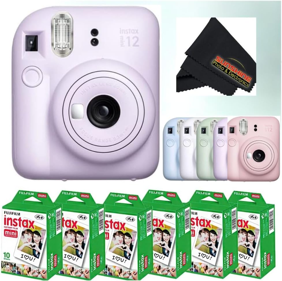 Fujifilm Instax Mini 12 Instant Camera (Camera + 6 x Twin Packs, Lilac Purple)