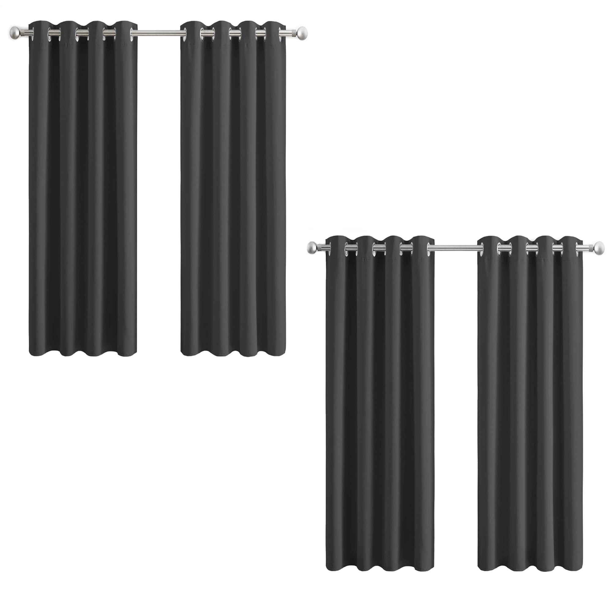 Aspire Homeware Blackout Curtains for Livingroom - Thermal Eyelet Grey Curtains Window Treatments Super Soft Ring Top Living Room Curtain & Drapes 2 Panels 46 x 54 inch Drop (Pack of 2)