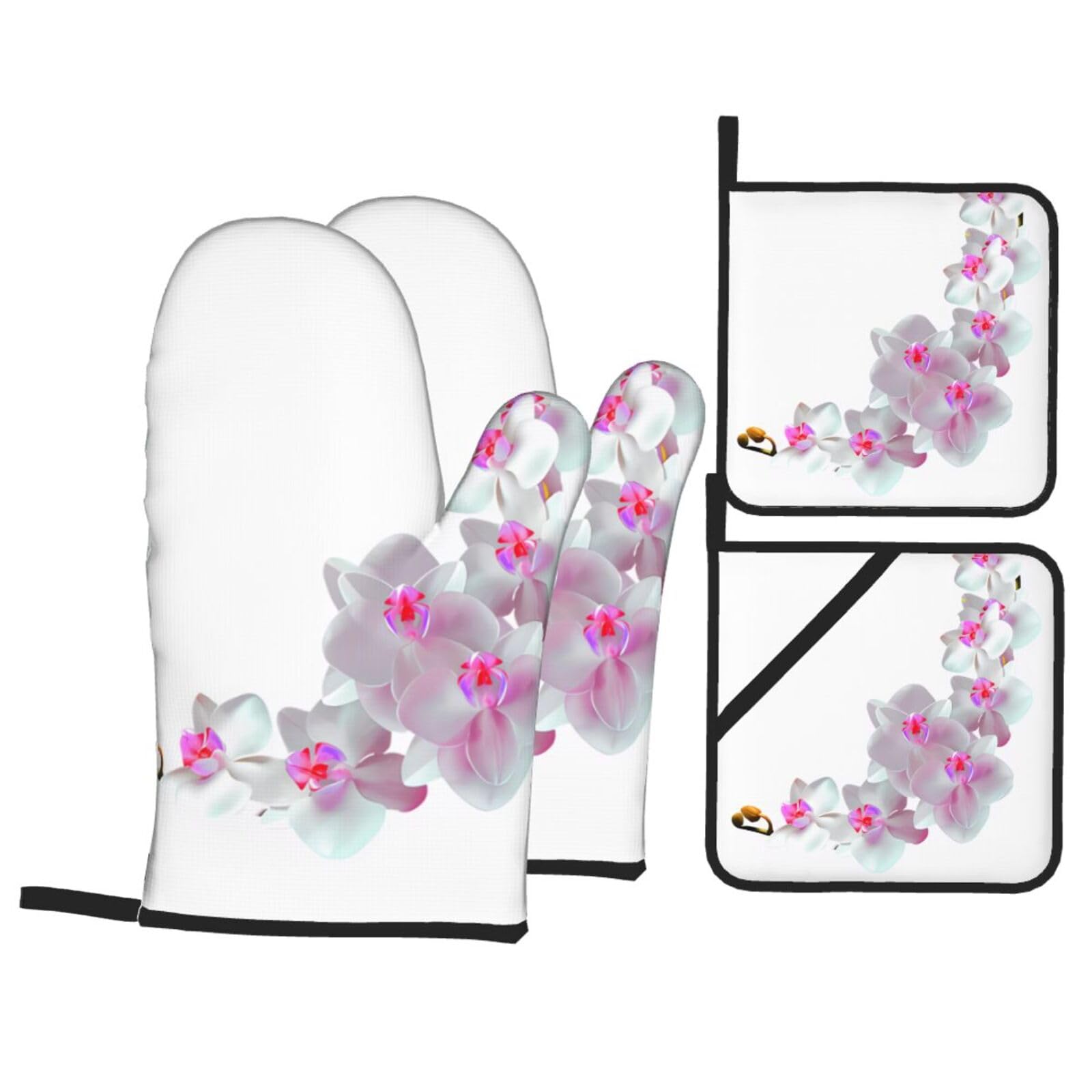 WHJSSF Cherry blossoms (1) Prints 4-Piece Waterproof Oven Throws & Heat Resistant Pot Covers – Durable Kitchen Layers for Grilling & Baking