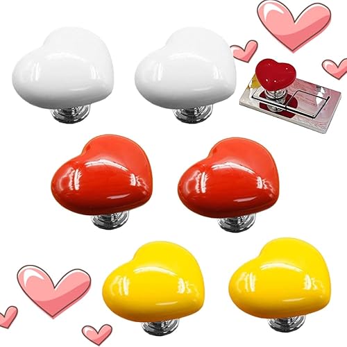 6 botones de inodoro con forma de corazón, botón de inodoro colorido con forma de corazón, botón de inodoro colorido en forma de corazón, botón de