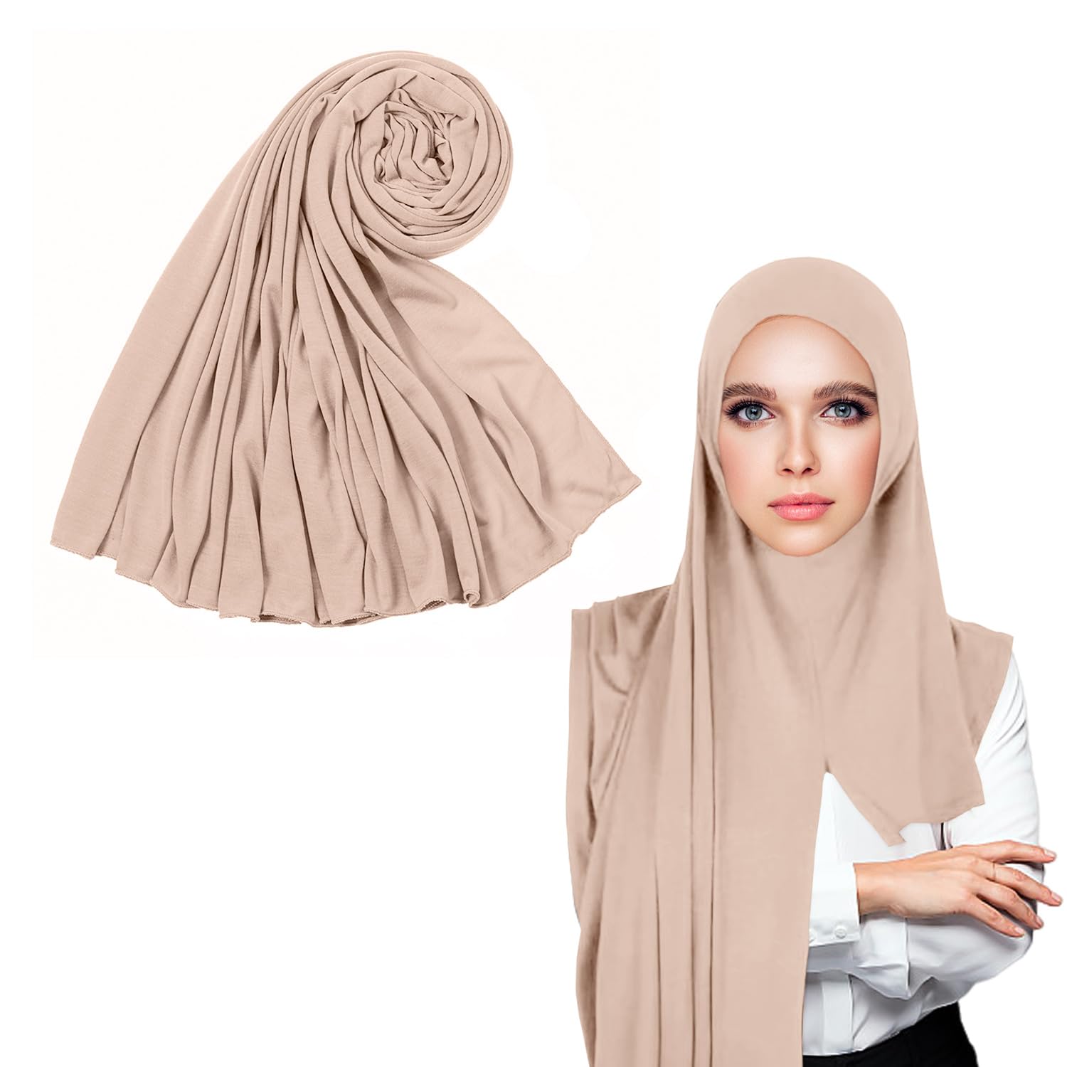 TYGFRT Muslim Women's Hijab - Plain Scarf, Wind & Sun Protection, Knitted, Middle East Women's Clothing (Pink)