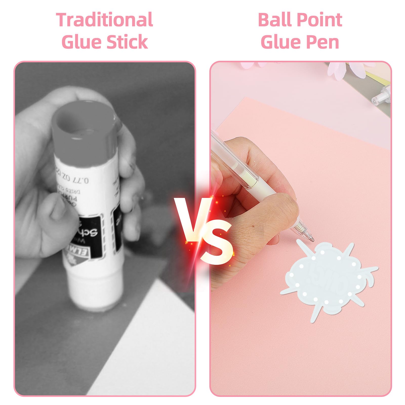 6 Stylos Colle à Séchage Rapide - Rouleau à Bille Rose, Pour Artisanat, Marque Uxcell !