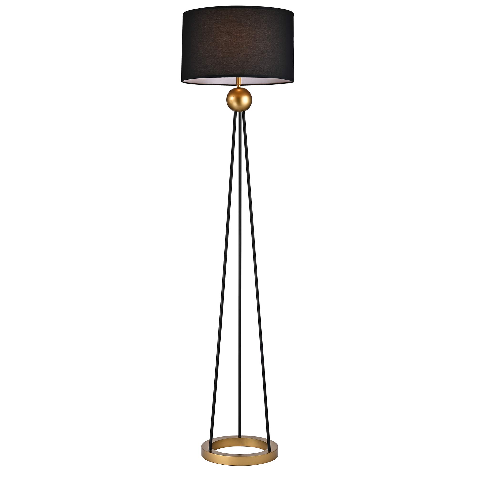 Warehouse of Tiffany FM166/1BL Kirsten Matte Black+Gold Laminated Fabric Drum Shade 1-Light Floor Lamp