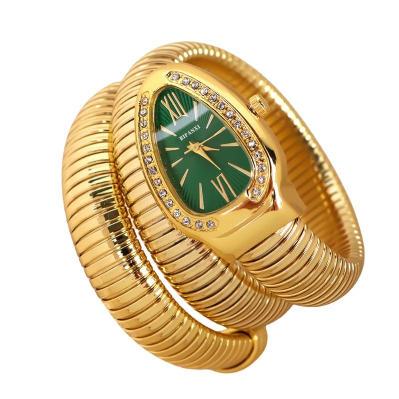 Image of Ladies Snake Bracelet Fashion Watch - Creative Quartz Design, Personality Oval Dial, 50m Waterproof