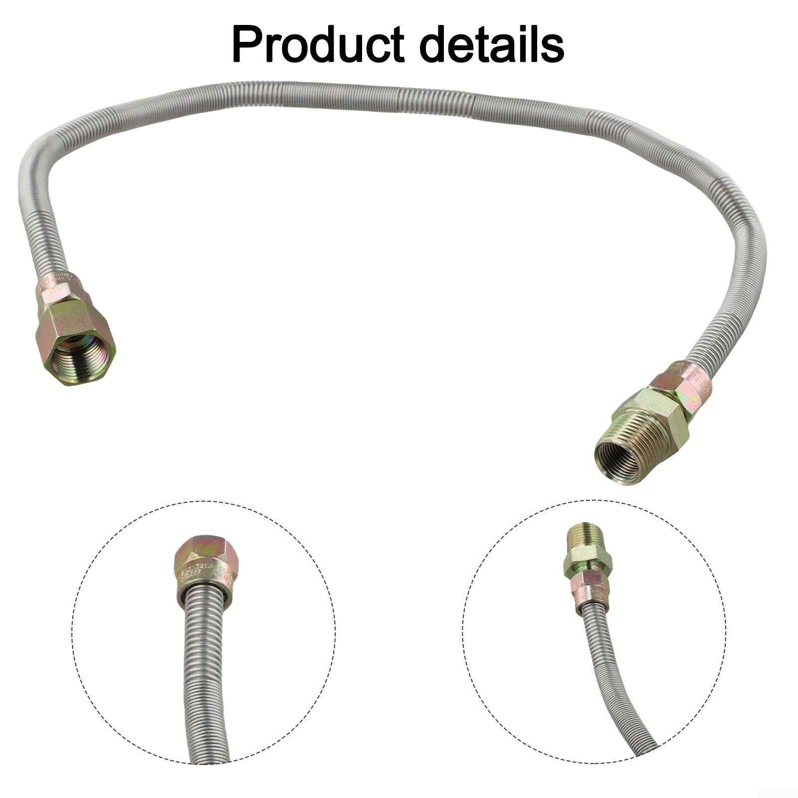 Flexible Gasleitung Propangasschlauch Edelstahl 304 Pfeiffreies Design Für Außen Innen Heizung Feuerstellen Kamine Silber 30 Zoll 3/8 Zoll UV-Schutz Für Gasgeräte Anwendungen