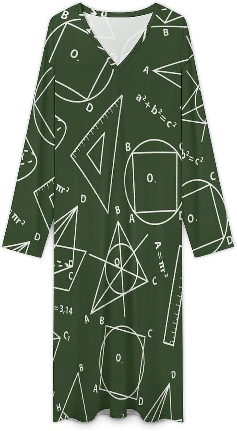 Math Science Men's Kaftan Thobe Long Sleeve Robe V Neck Casual Gown