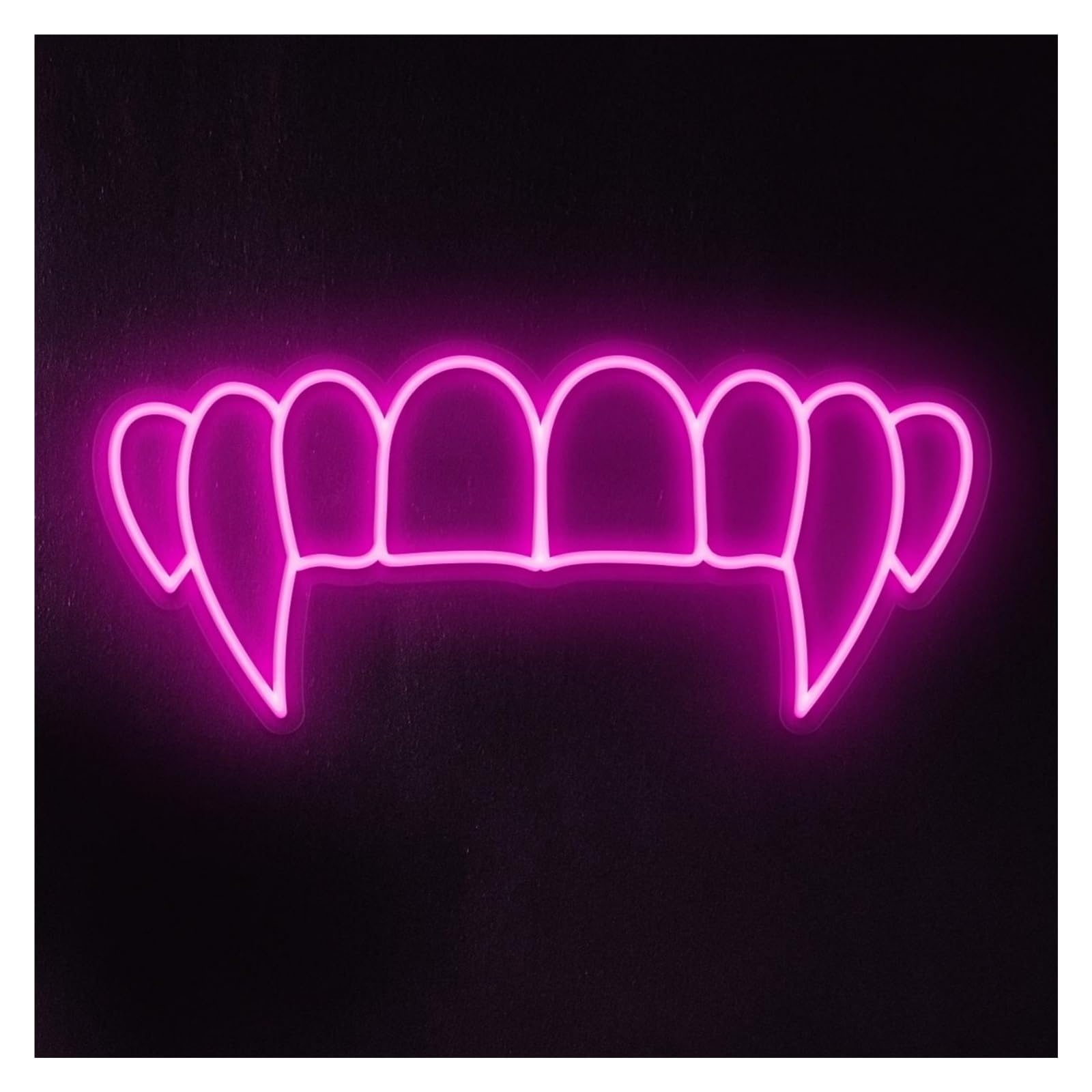 RONGCH Hanging Art Signs Vampire Teeth Neon Sign, Suitable for Cafe Wall Art Decor with Brightness Adjustable 46cm