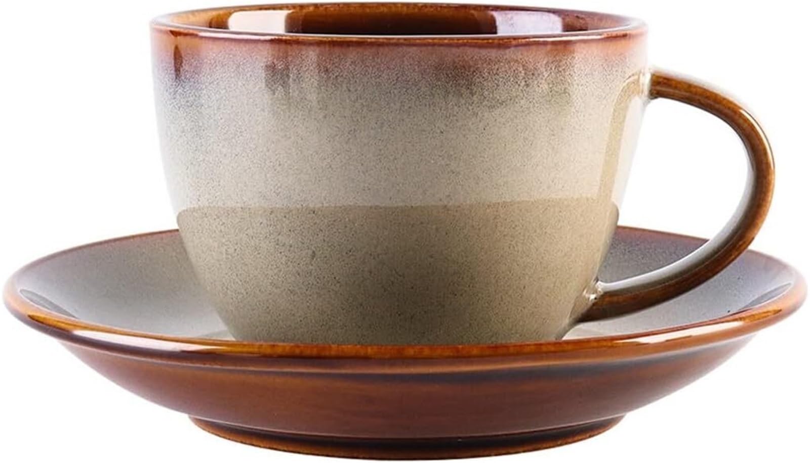 Set di tazze da caffè in ceramica marrone da 300 ml, tazza vintage creativa fatta a mano in ceramica, tazza da latte for la colazione, tazza da latte, tazza da tè pomeridiano e piatto for ufficio