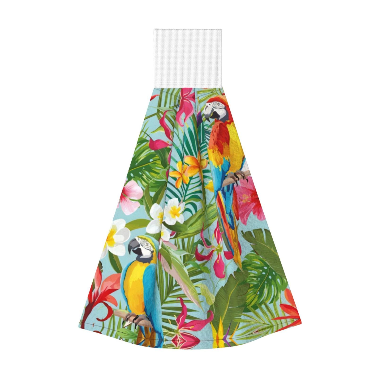 ZQYTGFDC Tropical plants and parrots Highly Absorbent Dish Towels Soft Coral Fleece Wipe