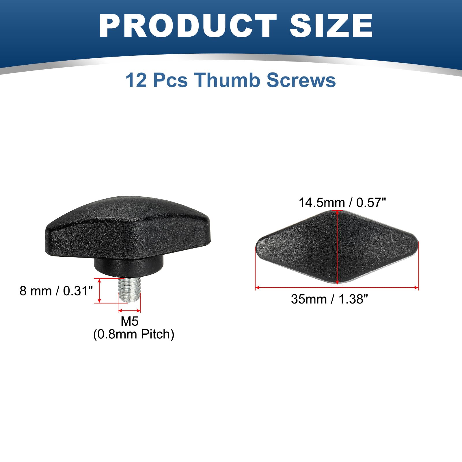 PATIKIL M5 x 8mm Tee Thumb Screws - Image 2