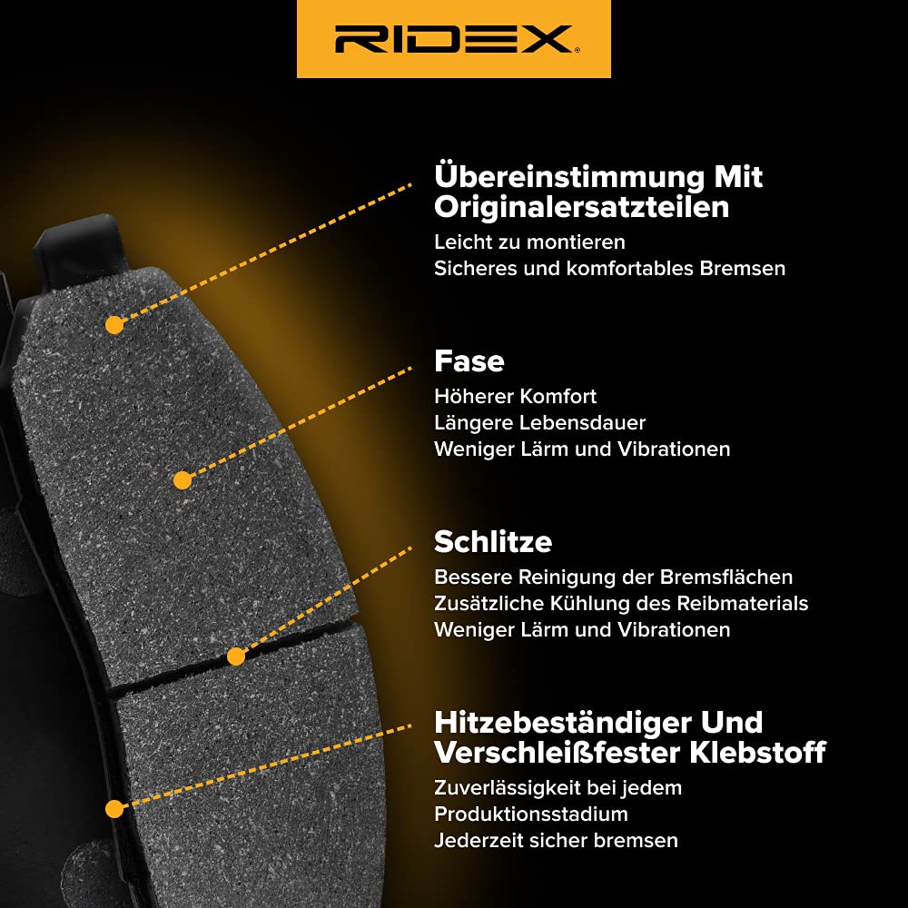 RIDEX Bremsbeläge Satz Vorne - ECE-R90 Zertifiziert Für Zuverlässiges Bremsen