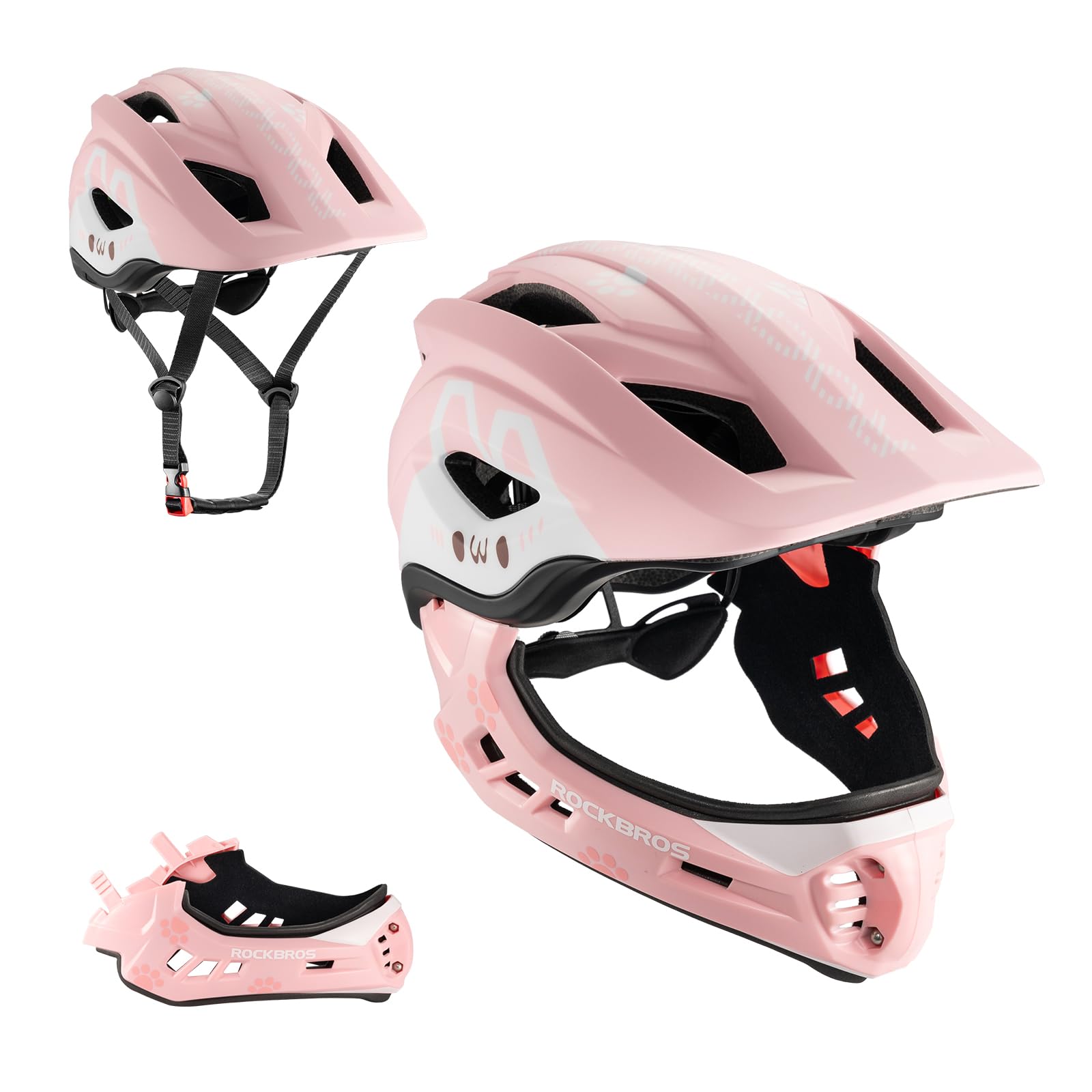 ROCKBROS Kids Full Face Bike Helmet Kids Helmet Toddler Bike Helmets Full Face Protective Safety Helmet for MTB Skateboarding Scooter Roller Skating Cycling S: 48-52 cm, M: 55-58 cm — image 1