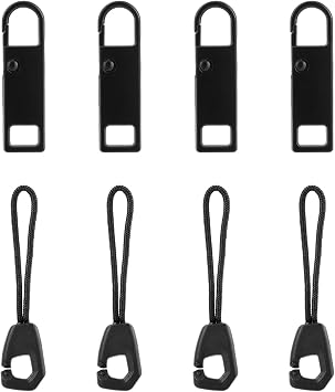 8pcs Zipper Pull, Detachable Zipper Tab Replacement Repair Kit Zippers Extension Handle Pull Cord Mend Fixer for Luggage Backpack Jackets Pants Coat Shoes Tents