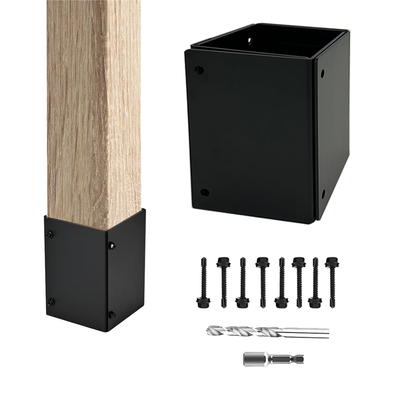 Post Base Protectors 1Pack,Adjustable(Range 3.3-6 in) Protects Wood Column for Decks,Wood Fences,Porchs,Mailbox from Lawnmower and Rain Damage…