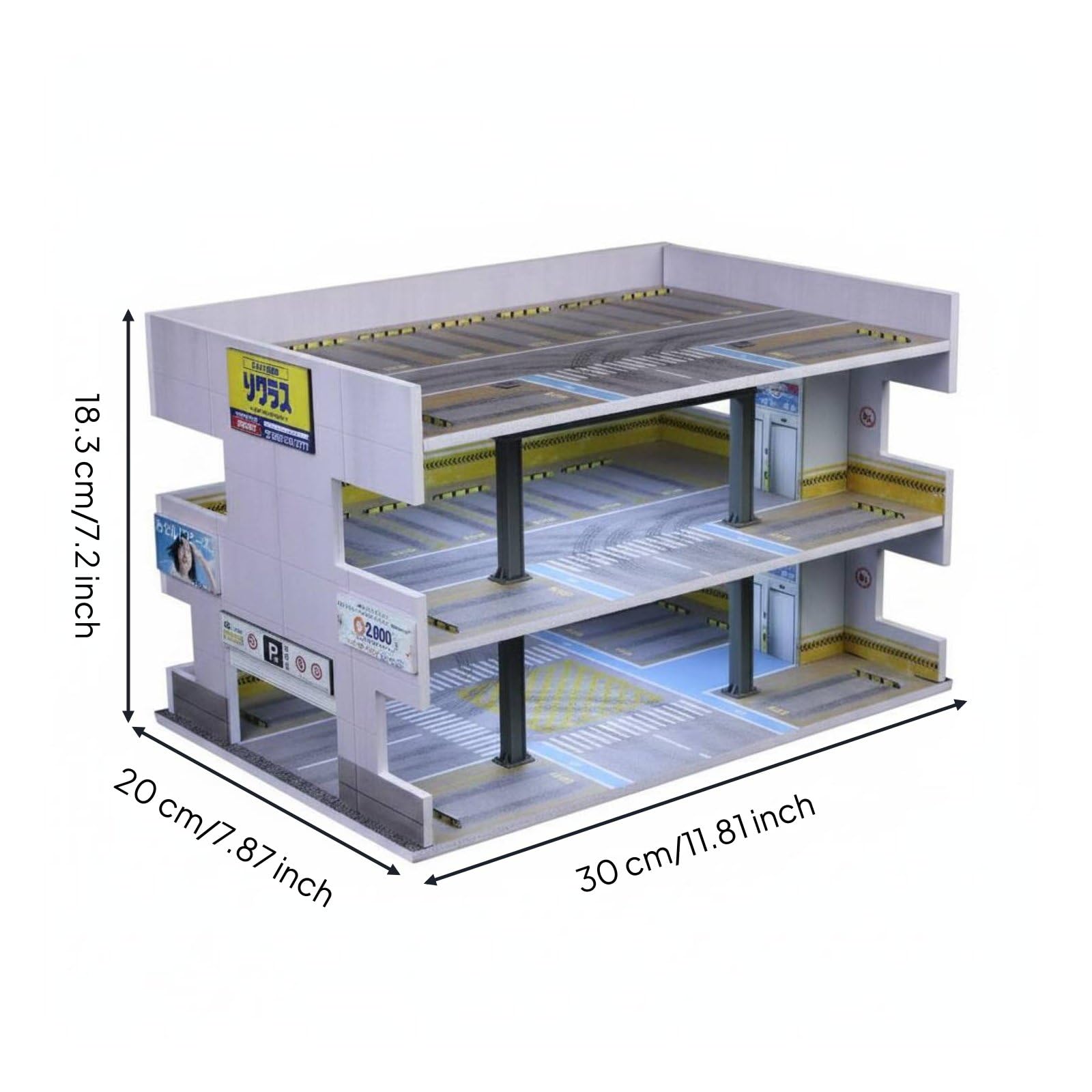 predolo Diorama Parcheggio 1:64 con Struttura a Livelli Garage LED Multistrato Realistico Modello Garage Illuminato per Appassionati di Modellismo, Scrivania, Parcheggio Multipiano Giapponese B