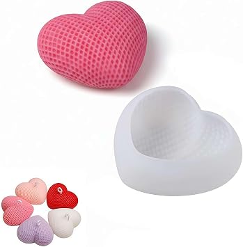 Heart Candle Molds Valentine Love Resin Mold - 3D Resin Casting Silicone Molds Aromatherapy Candles Wax Soap Flower Specimen DIY Art Candle for Valentines Day Party Home Decor White 2 in