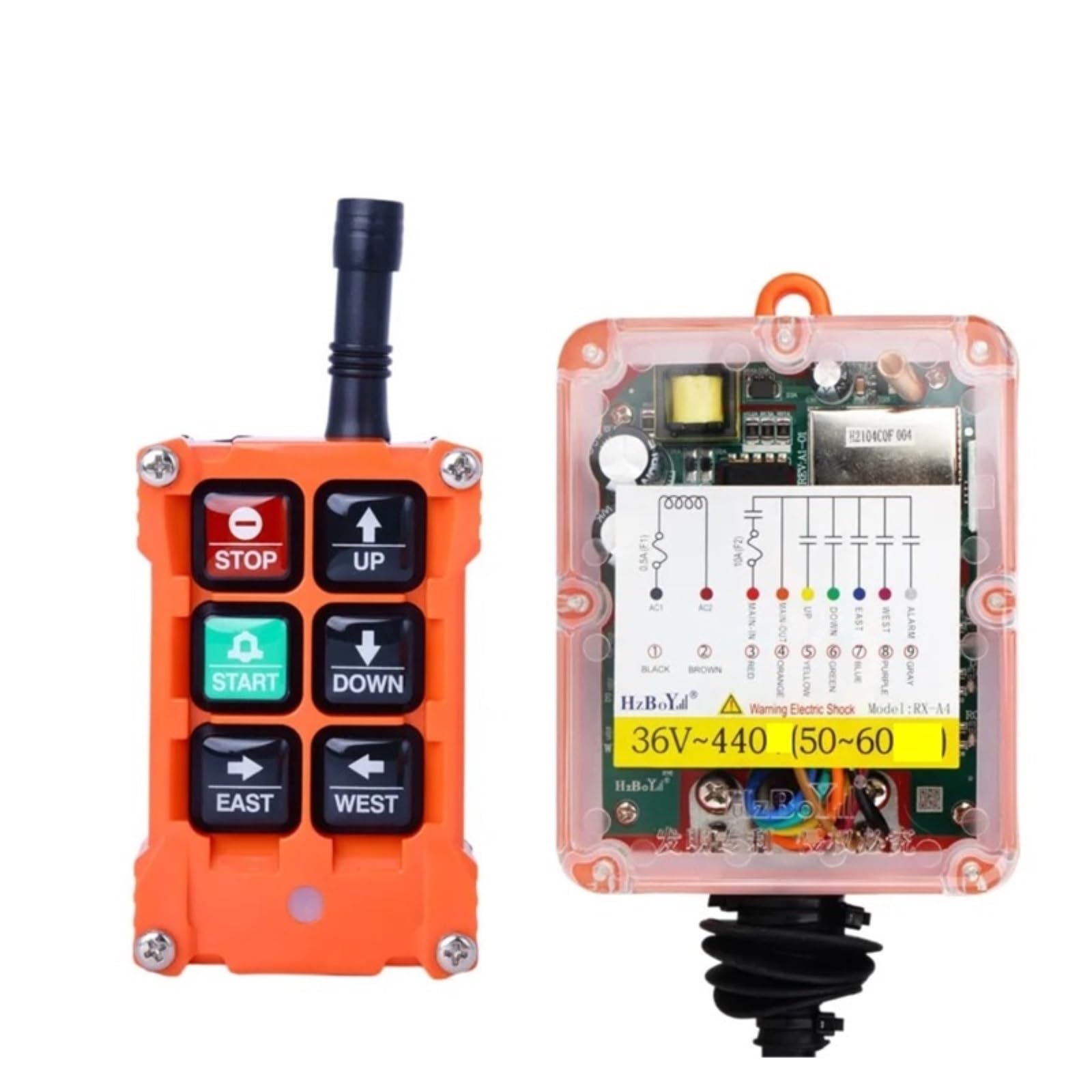 Controllo della Gru, 4 Pulsanti Chiave Singola velocità DC 12V-24V paranco Industriale Senza Fili Telecomando Ip67 Impermeabile Gru a Ponte(DC24 2T1R)