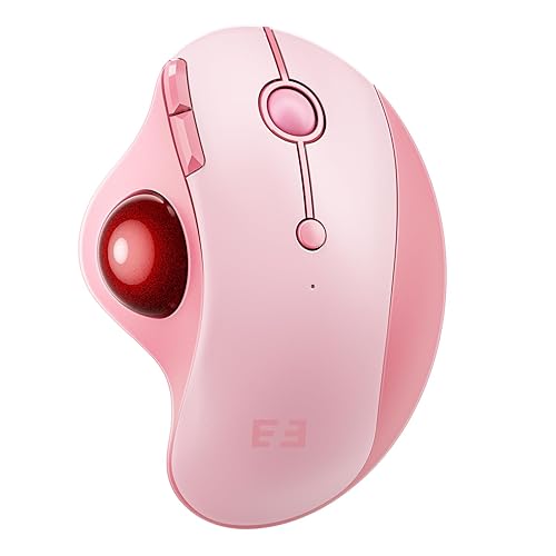 Wireless Trackball Mouse, Bluetooth Ergonomic Mouse - Rollerball Mouse Rechargeable Multi Devices USB/Bluetooth Connection Thumb Control Mouse Compatible for Mac/Android/Windows Computers, Pink - Pink