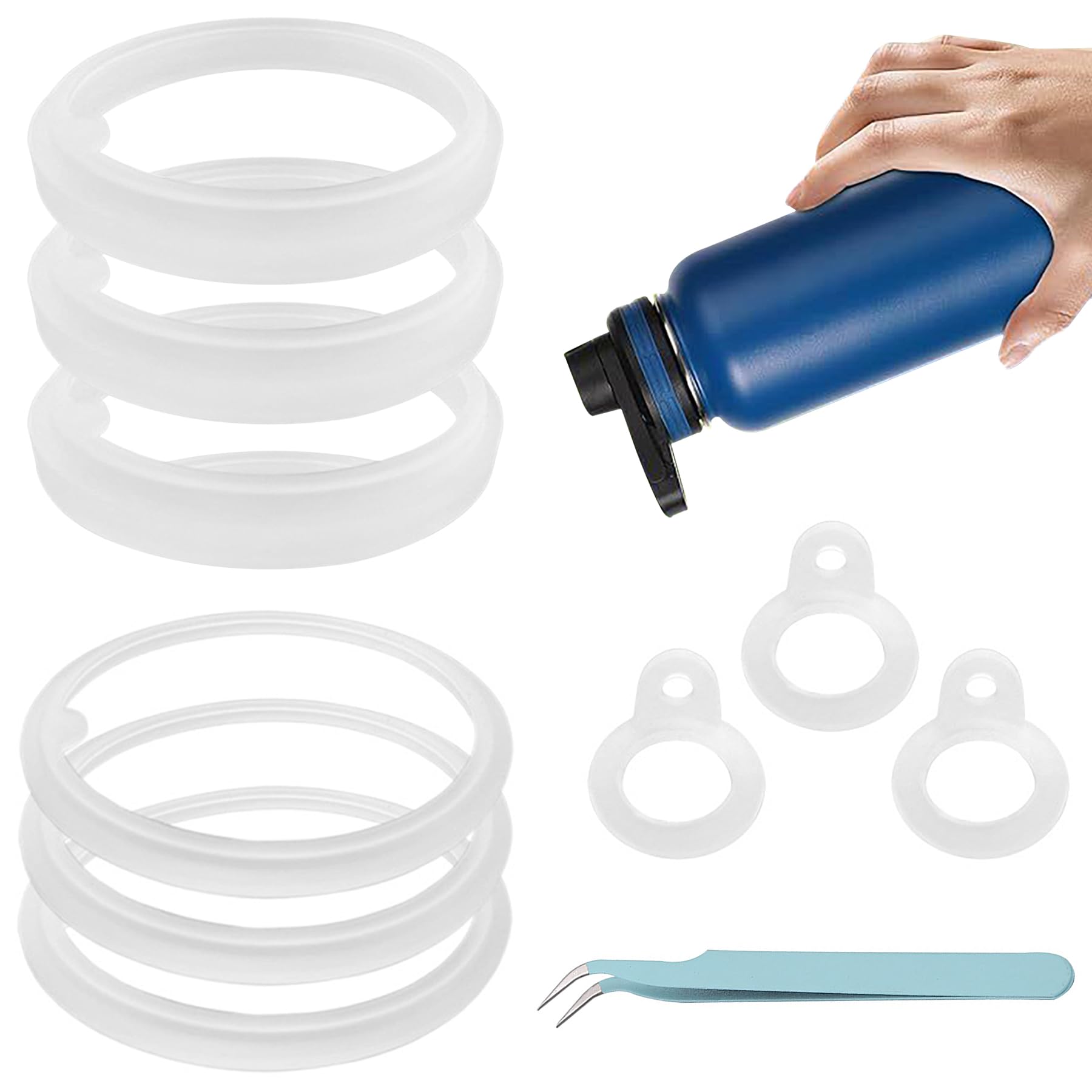 CoguZed 3 Sets of 9 Silicone Gaskets for Water Bottles, Compatible with Thermoflask & Takeya Lids 40oz, Perfect for Straw Lid, Chug Lid & Spout