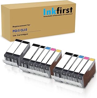 12 Inkfirst Compatible Ink Cartridges Replacement for Canon PGI-5 CLI-8 PGI5 CLI8 PGI-5 CLI-8 (2 Set + 2 PGI) PIXMA iP4200 iP4300 iP4500 iP5200 iP5200R MP500 MP530 MP600 MP610 MP800