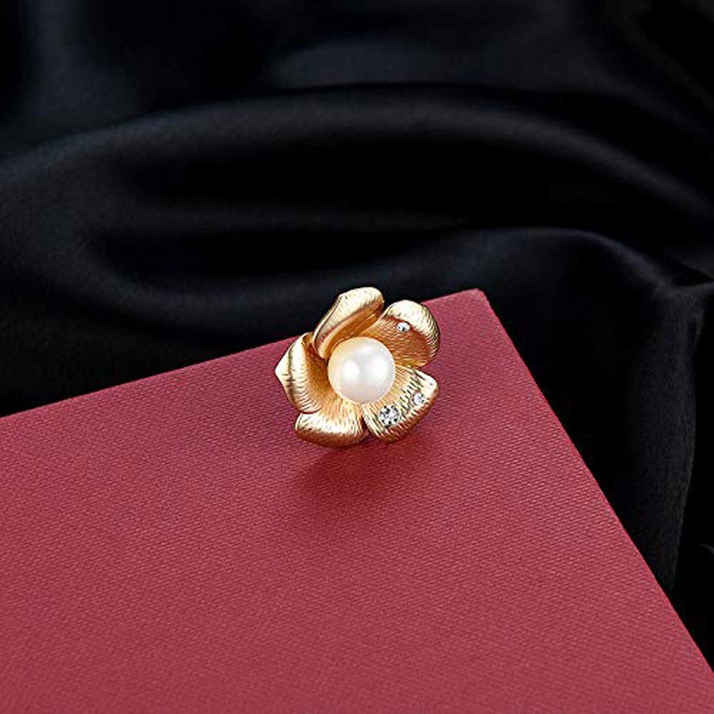 Broche de Solapa con Perlas y Flores Doradas, Broche Elegante de aleación para Mujer, Accesorio de decoración para Bolso de Vestir