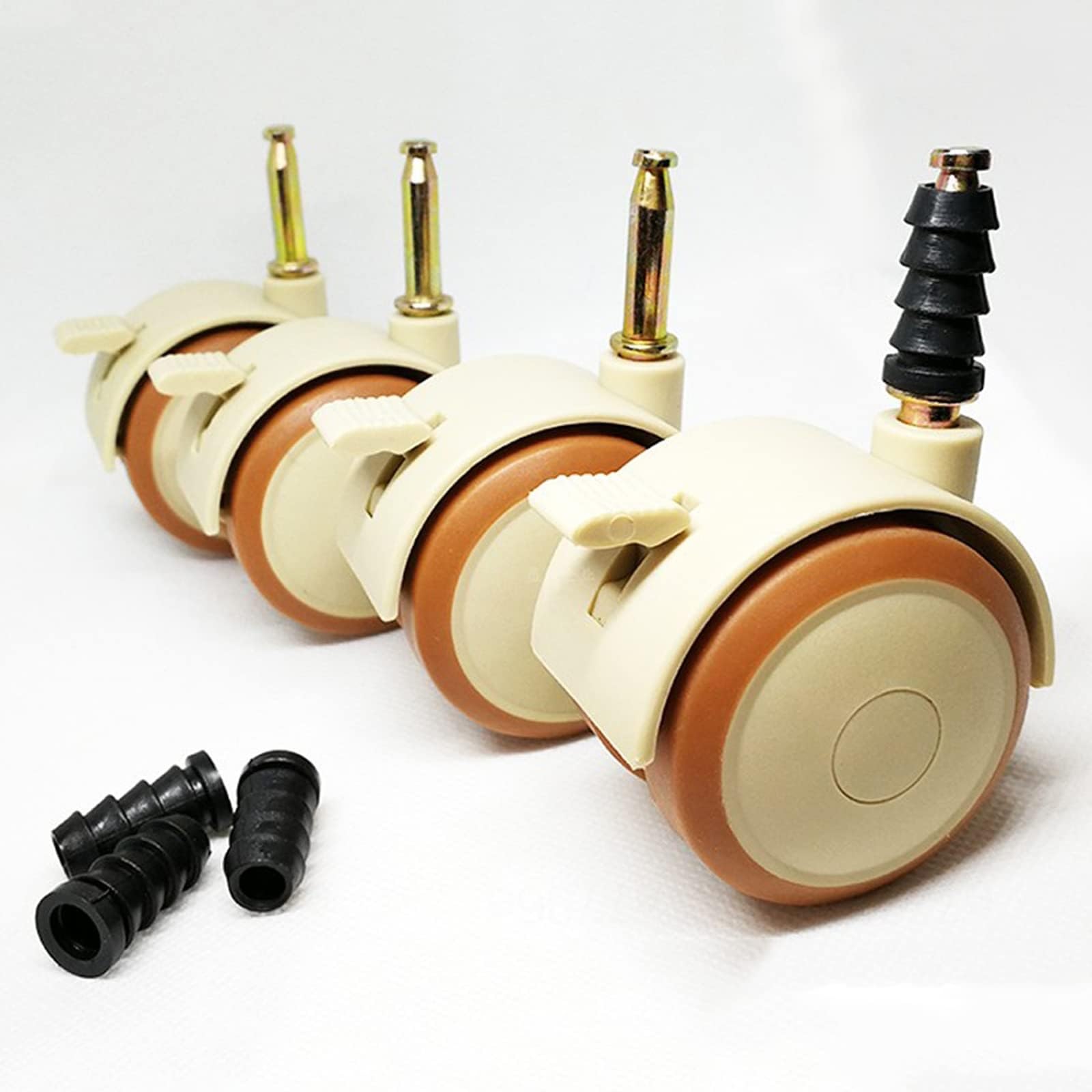 ZGUOUZANTYE 4Pcs Office Chair Swivel Caster Wheels ABS Plastic Castors for Hard Floors Trolley With Brakes 7mm Pin Replacement Roller Mute Wear-Resistant