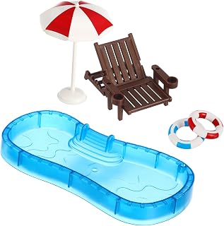 1 Set Doll House Beach Chair Suit: Mini Swimming Circle Beach Chair Doll House Swimming Pool for Dollhouse Accessories