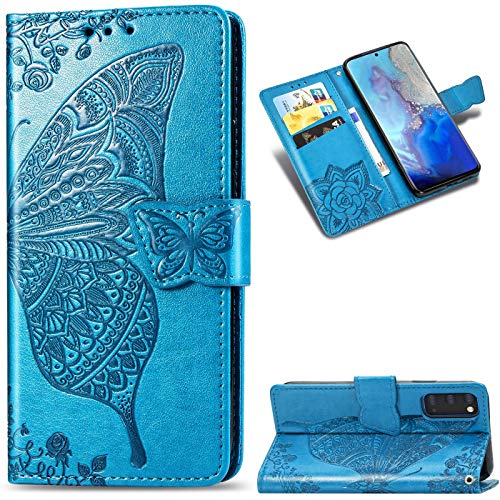 Dclbo Hülle für Samsung Galaxy S20, Handyhülle Tasche Hülle Case Leder Klapphülle Flip Cover Schutzhülle Ledertasche mit Magnet Muster Lederhülle Handytasche für Samsung Galaxy S20-Blau Cover